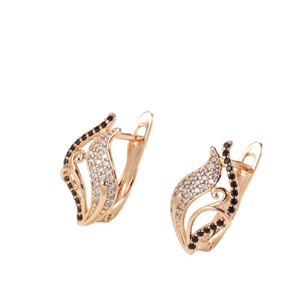 Damen Roségold Lockenblattform natürliche Kristallohrringe | Shop Nory