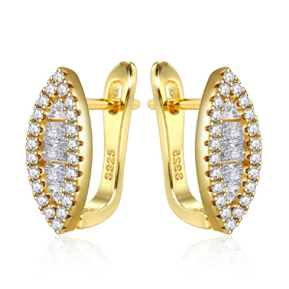 Damen S925 Gold Silber Augenform Kristall Ohrringe | Shop Nory