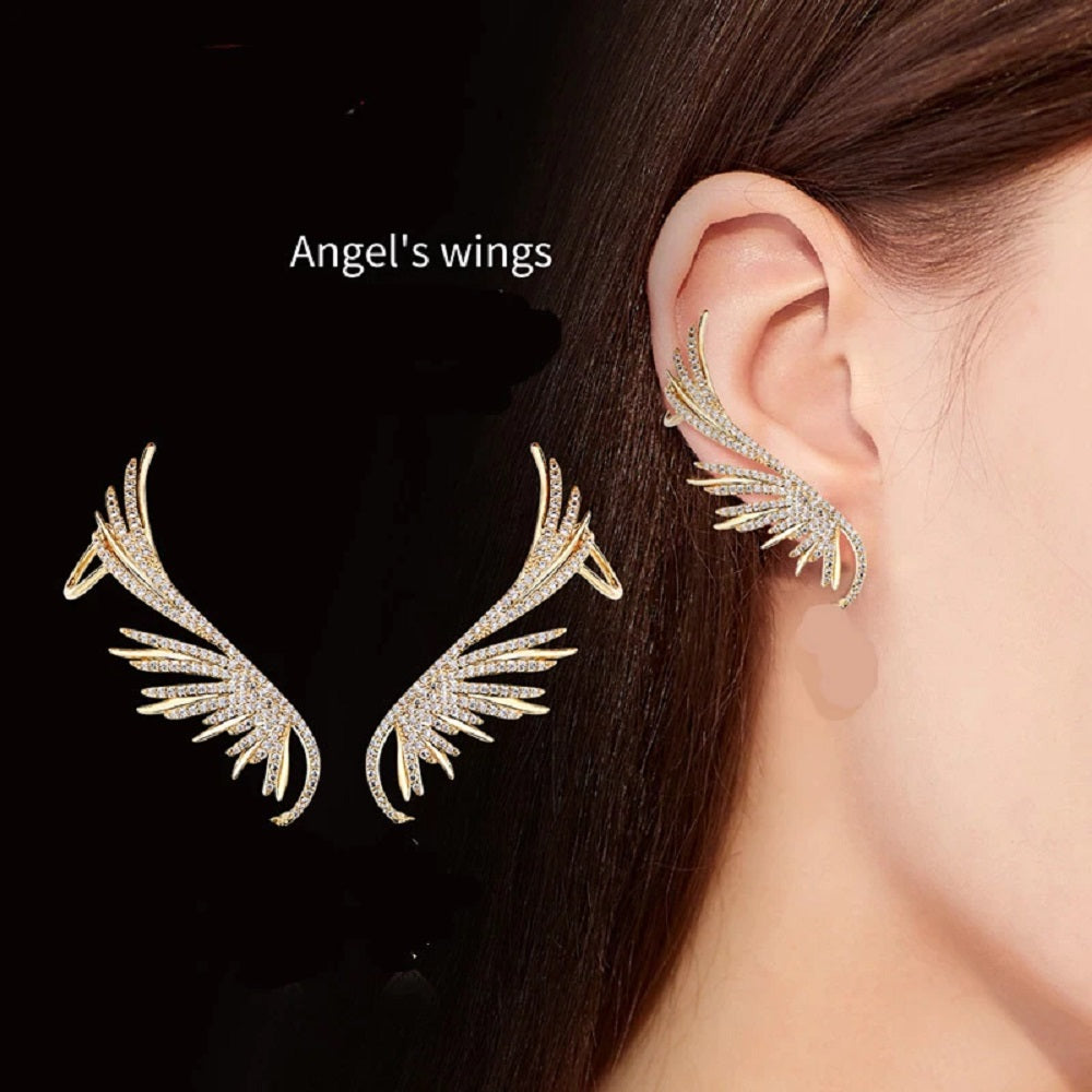 Engel Flügel Strass Hängehörnchen Kristall Ohr Cuff Krabbelohrringe | Shop Nory