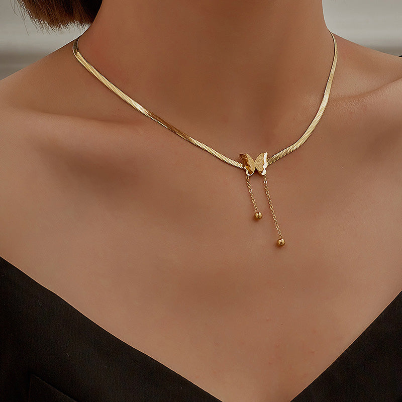 Damen Schmetterling Gold Edelstahl Ketten Snake Chains Choker Halskette | Shop Nory