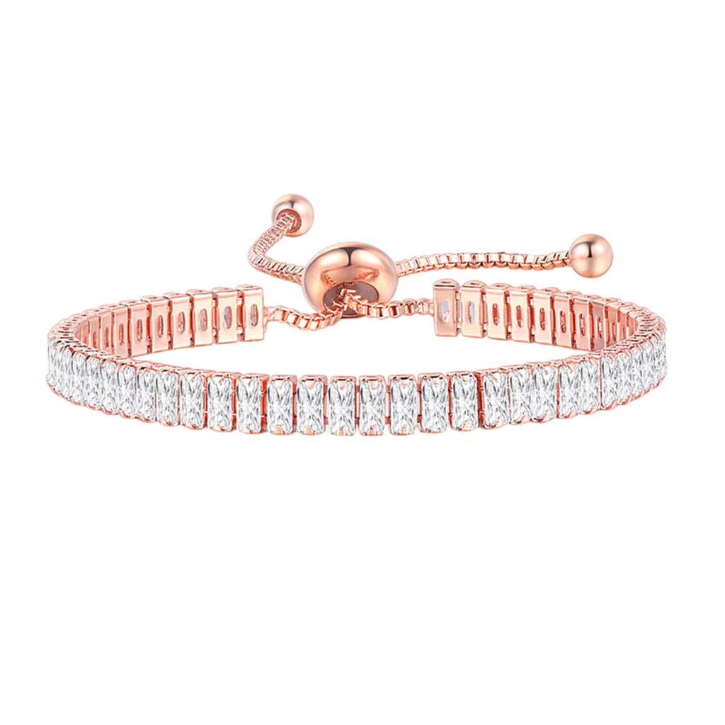 Damen Roségold Funkelnde Tennis Kristall Verstellbares Armband | Shop Nory