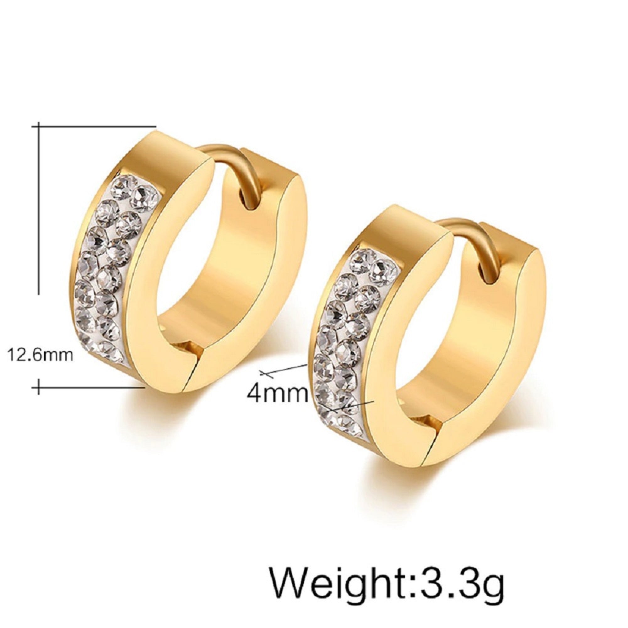 Gold Kleine Edelstahl Kristall Kleine Huggie Hoop Ohrringe | Shop Nory