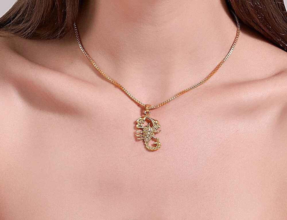 Unisex Gold Krabbel Skorpion Anhänger Dicke Gliederkette Halskette | Shop Nory