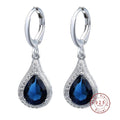 Damen 925 Silber Sterling Kristall Blau Zirkon Ohrringe mit Anhänger | Shop Nory