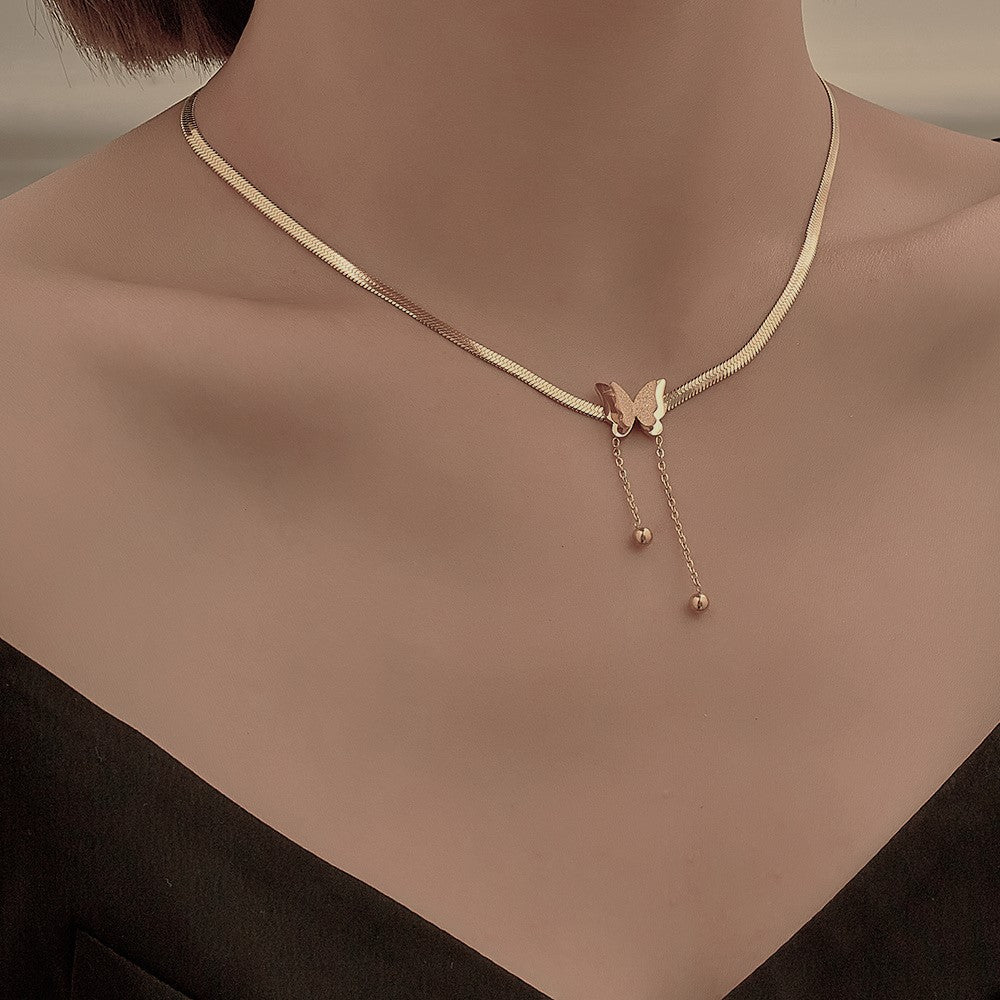 Damen Schmetterling Rosegold Edelstahl Ketten Snake Chains Choker Halskette | Shop Nory