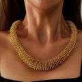 Damen Gold Edelstahl Breit Geflochtenes Mesh Kette Choker Party Halskette | Shop Nory
