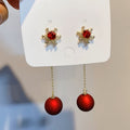Damen Glitzernde Rote Kristall Schneeflocken Ball Drop Dangle Ohrstecker | Shop Nory