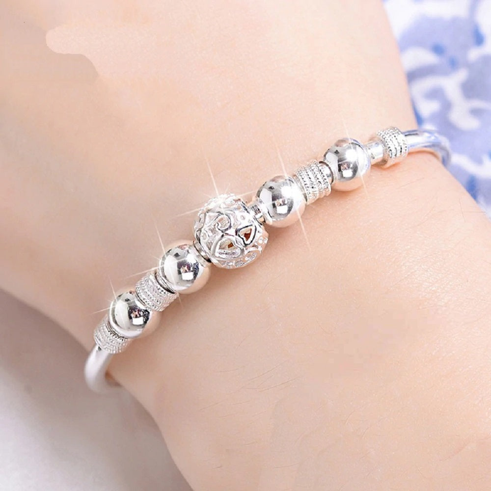 Damen 925 Sterling Silber Glücksball Perlen Charms Armband | Shop Nory