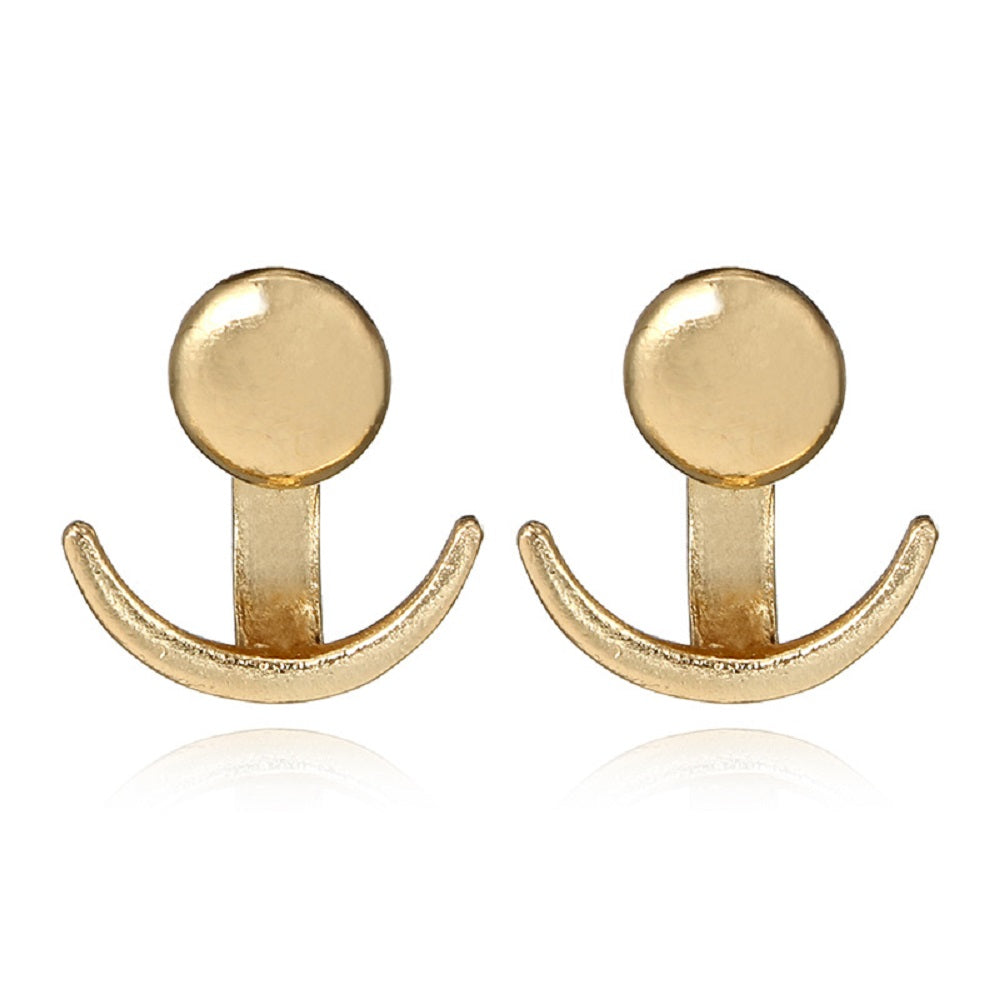 Damen Geometrische Mond Doppelseitige Runde Ohrstecker | Shop Nory