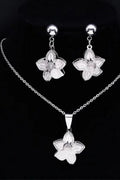 Damen Silber Edelstahl Blume Hohl Ohrringe Anhänger Kette Halskette Sets | Shop Nory