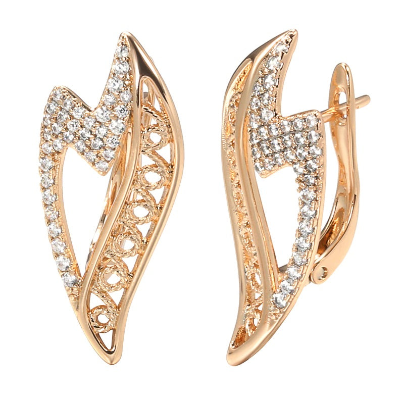 Damen Rose Gold Wavy Natural CZ Kristalle Ohrringe | Shop Nory