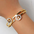 Damen Gold Luxus Edelstahl Lebensbaum Kubik-Zirkon Glücksarmband | Shop Nory