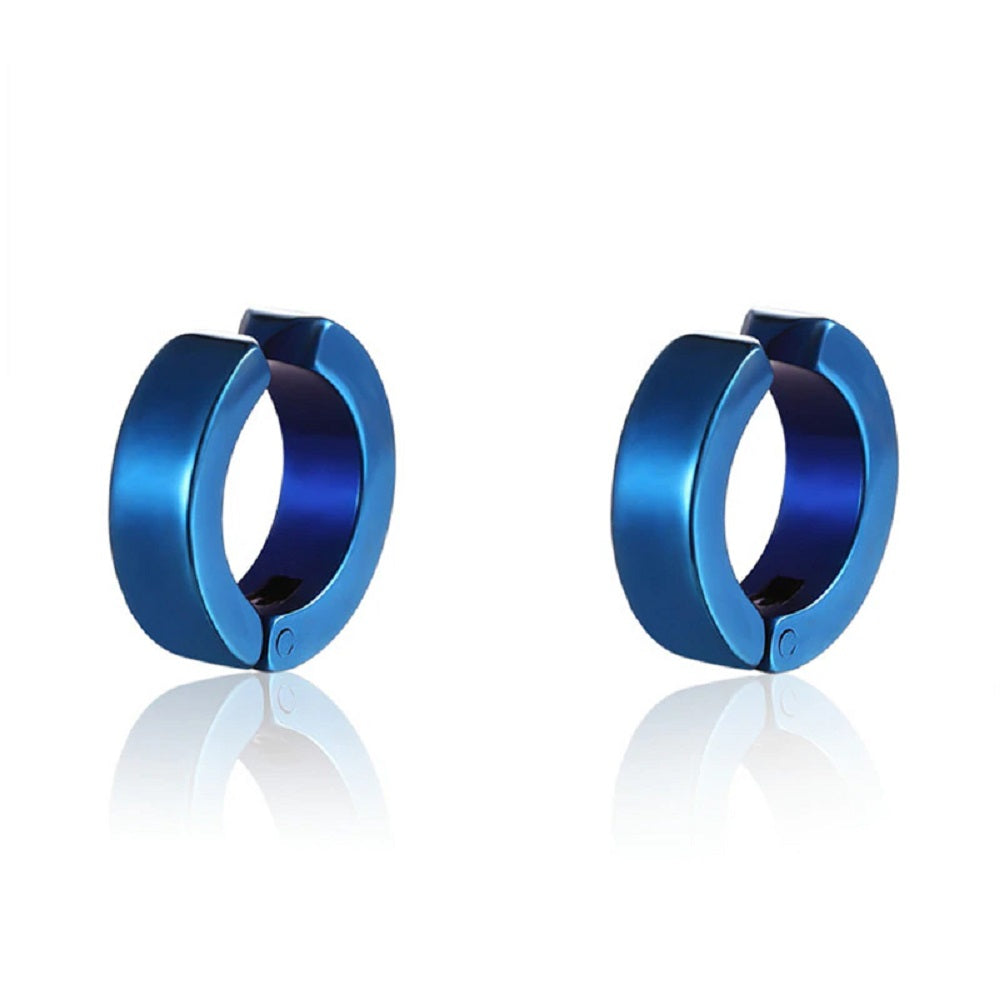 Blaue glatte Titanstahl anti-allergische kleine Creolen | Shop Nory