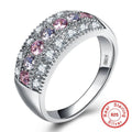 Damen 925 Sterling Silber 3 Reihen Pink & Weiß AAA Zirkon Kristalle Ringe | Shop Nory