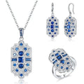 Damen Silber Weiß & Blau Kristallstein Halsketten-Set | Shop Nory