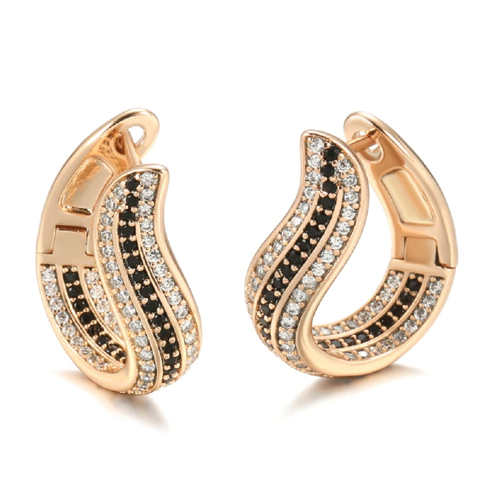 Damen Rose Gold Lockige U-Form Natürliche Kristallohrringe | Shop Nory