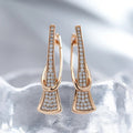 Damen Rose Gold Dreieck Einlage Voll Paved Zirkon Kurven Clip Rücken Damen Ohrringe | Shop Nory