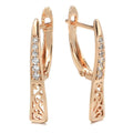 Damen 585 Roségold Y Form Ausschnitt Weiße Kristalle Klickverschluss Ohrringe | Shop Nory