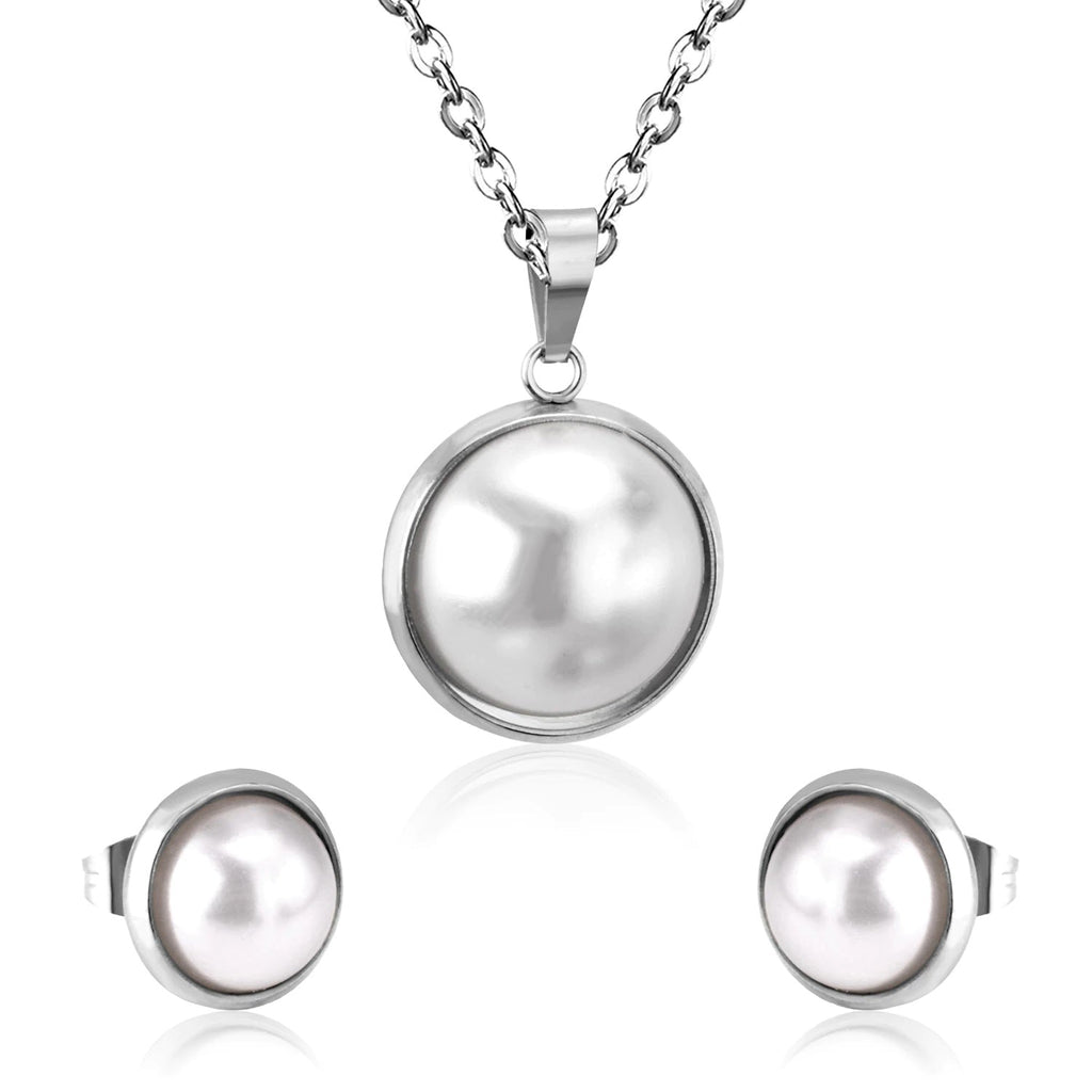 Damen Silber Gold Kette & Perlen Halskette Set | Shop Nory