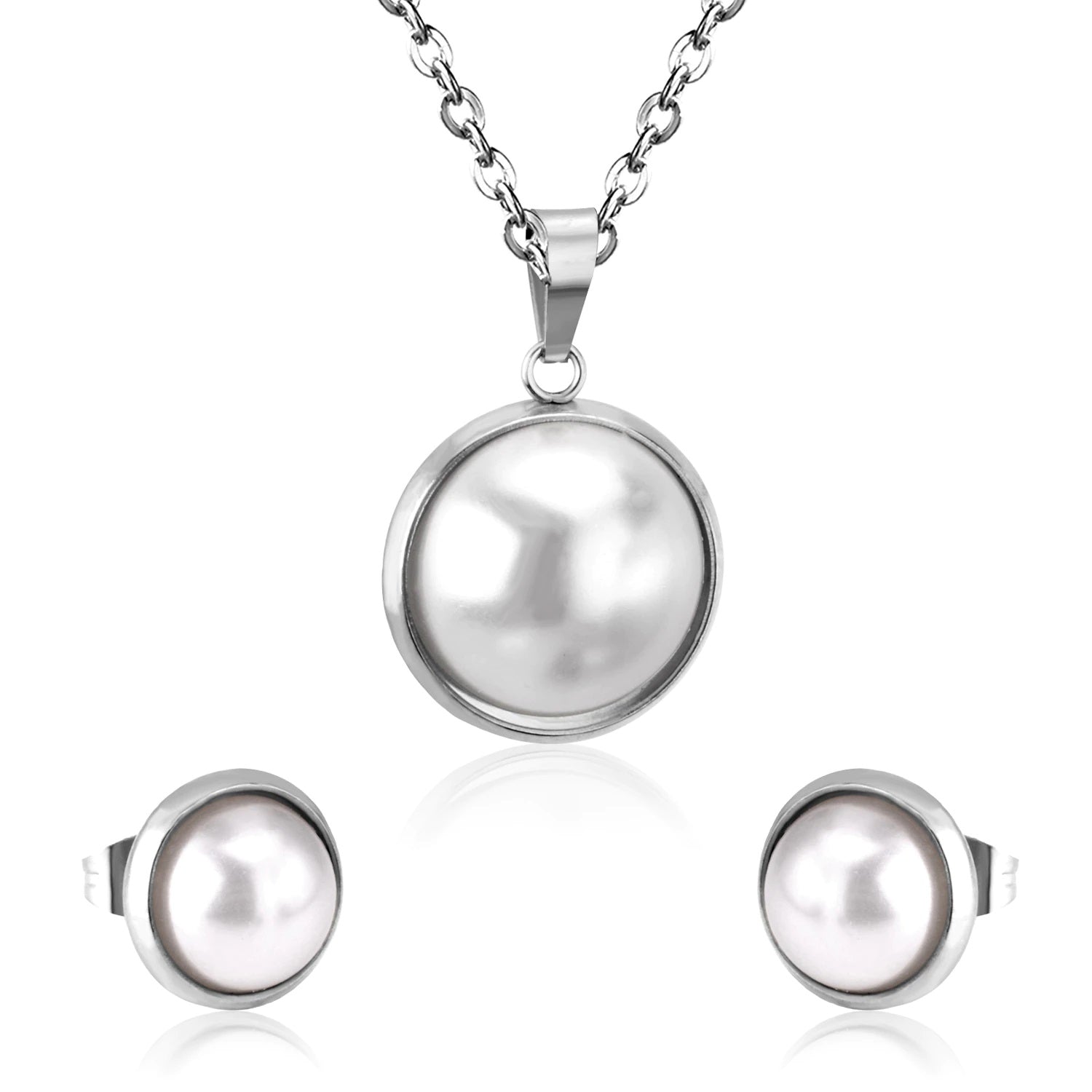 Damen Silber Gold Kette & Perlen Halskette Set | Shop Nory