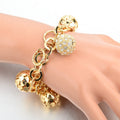 Damen Gold Chunky Runde Gliederkette mit Hohlball-Ausschnitt Kristallarmbänder | Shop Nory