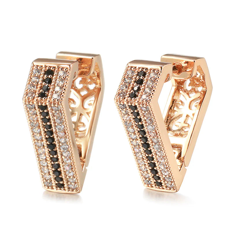Damen Roségold Dreieck Eingelassene Kristalle Ohrringe | Shop Nory
