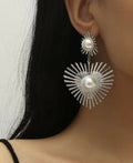 Damen Große Silber Wilde Sonnenblumen Spritz Kunstperlen Ohrstecker | Shop Nory