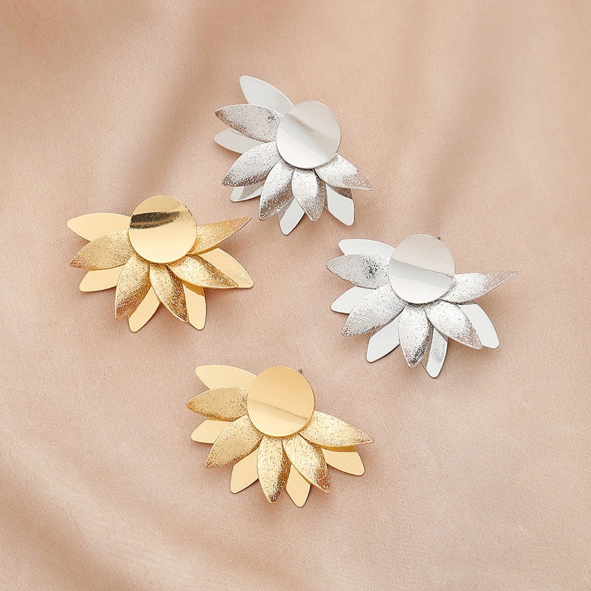 Damen Gold Silber Geschichtete Sonnenblume Statement Party Ohrringe | Shop Nory