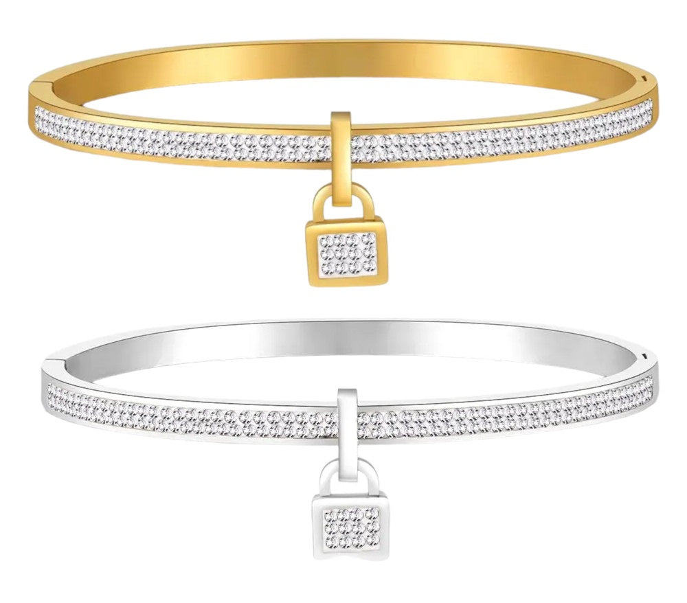 Damen Luxus Kristall Schloss Anhänger Titanstahl Armband Armreifen | Shop Nory