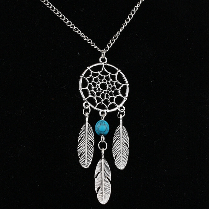 Damen Silber Bohemia Traumfänger Perlen Feder Quaste Anhänger Halskette | Shop Nory