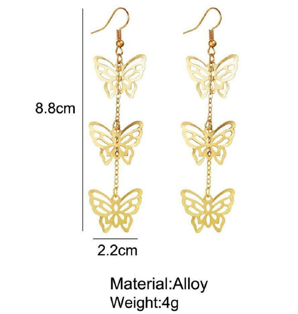 Goldene Schmetterling Geschichtete Haken Ohrringe | Shop Nory