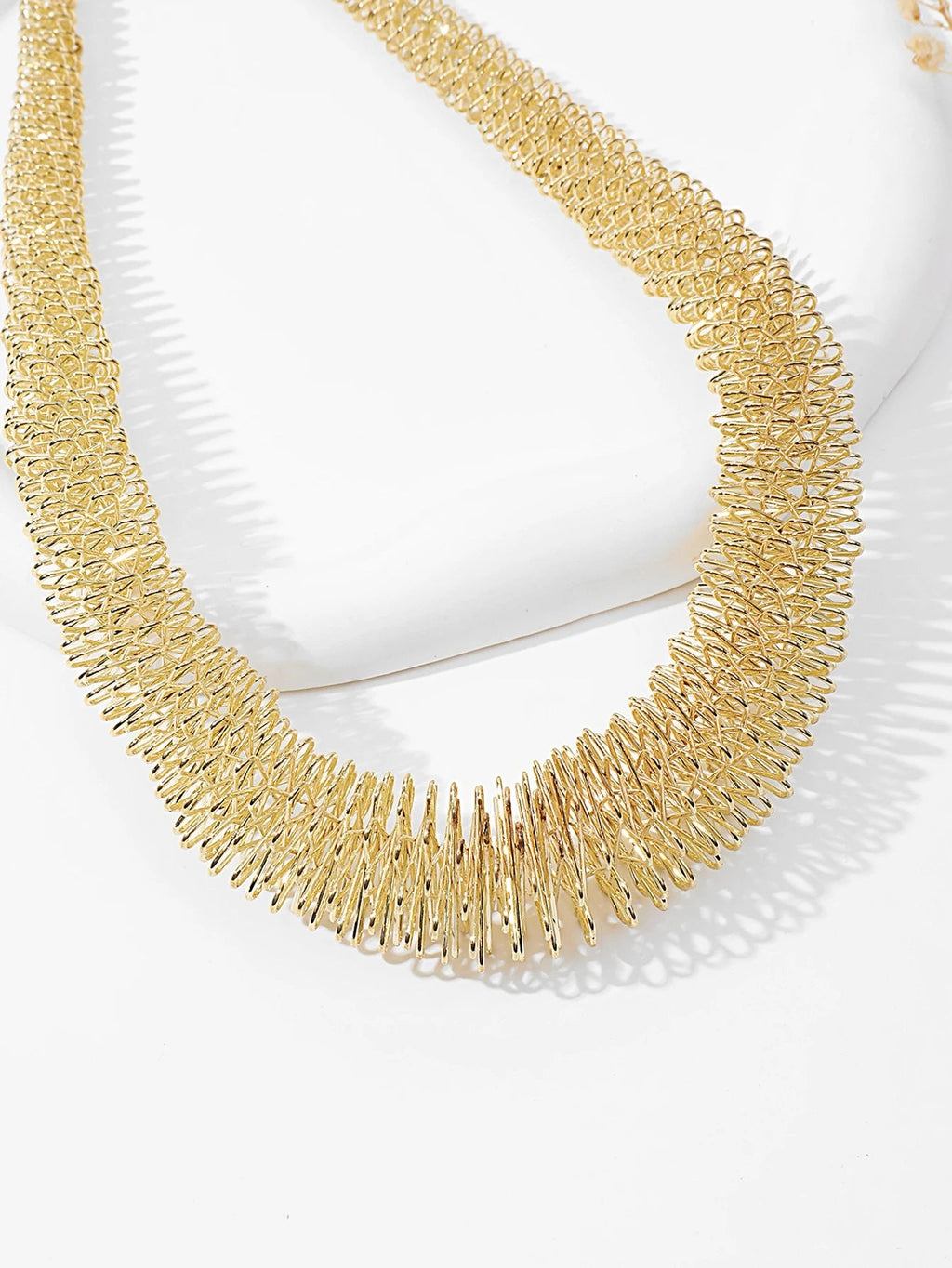 Damen Gold Edelstahl Breit Geflochtenes Mesh Kette Choker Party Halskette | Shop Nory