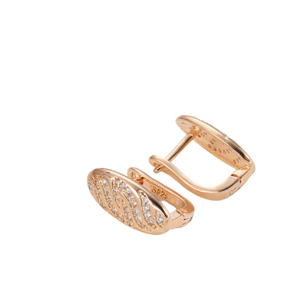 Damen Rosegold Oblang Wellig Natürliche Zirkon Ohrringe | Shop Nory
