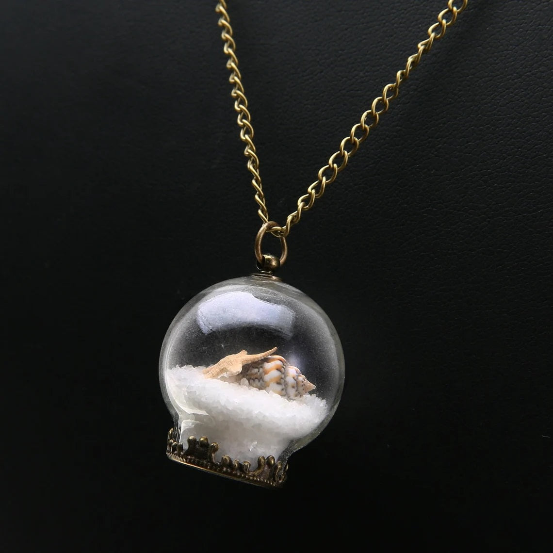 Star Shell GoodLuck Wunsch Mini Orb Flasche Anhänger & Bronze Kette Halskette | Shop Nory