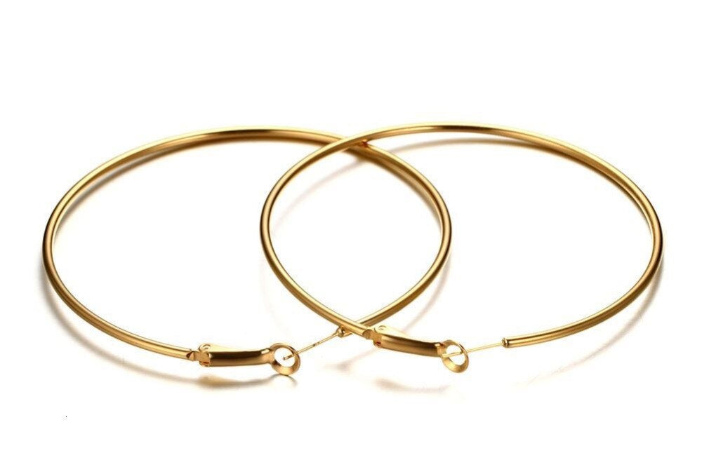 Große Goldene Glatte Runde Hoop Statement Loop Offene Clip Ohrringe | Shop Nory