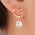 Goldbeschichtete Ausschnitt Herz Rund Kristall Zirkon Tropf Ohrringe | Shop Nory