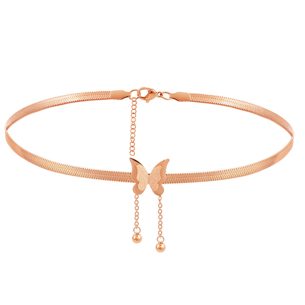 Damen Schmetterling Rosegold Edelstahl Ketten Snake Chains Choker Halskette | Shop Nory
