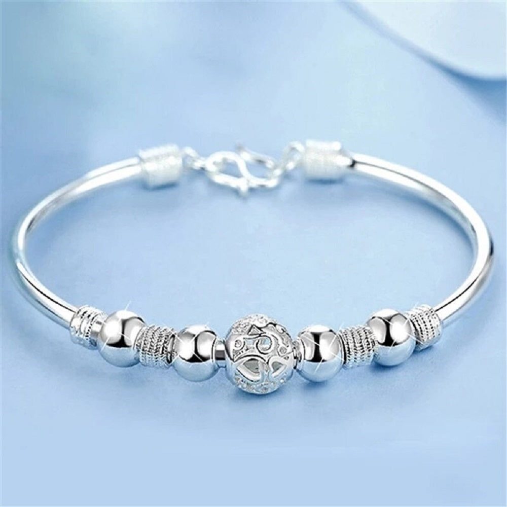 Damen 925 Sterling Silber Glücksball Perlen Charms Armband | Shop Nory