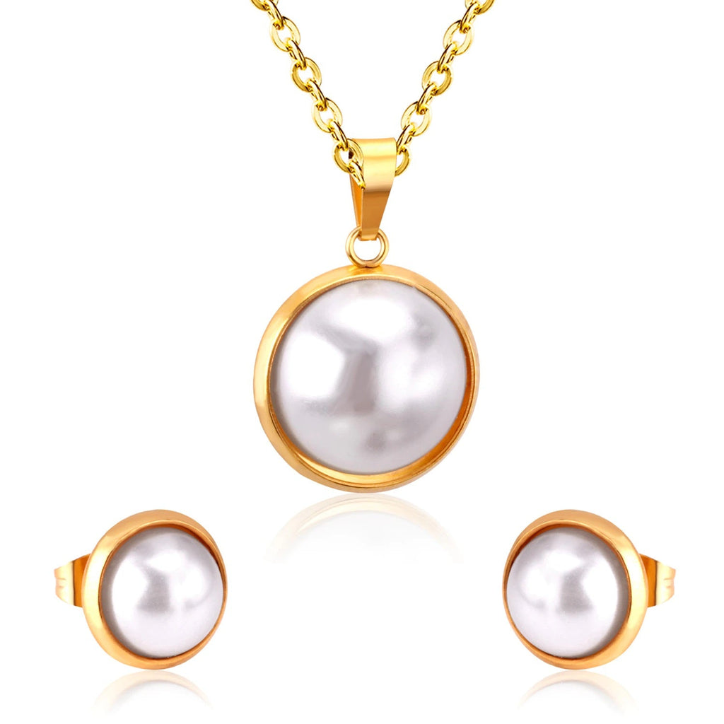 Damen Silber Gold Kette & Perlen Halskette Set | Shop Nory