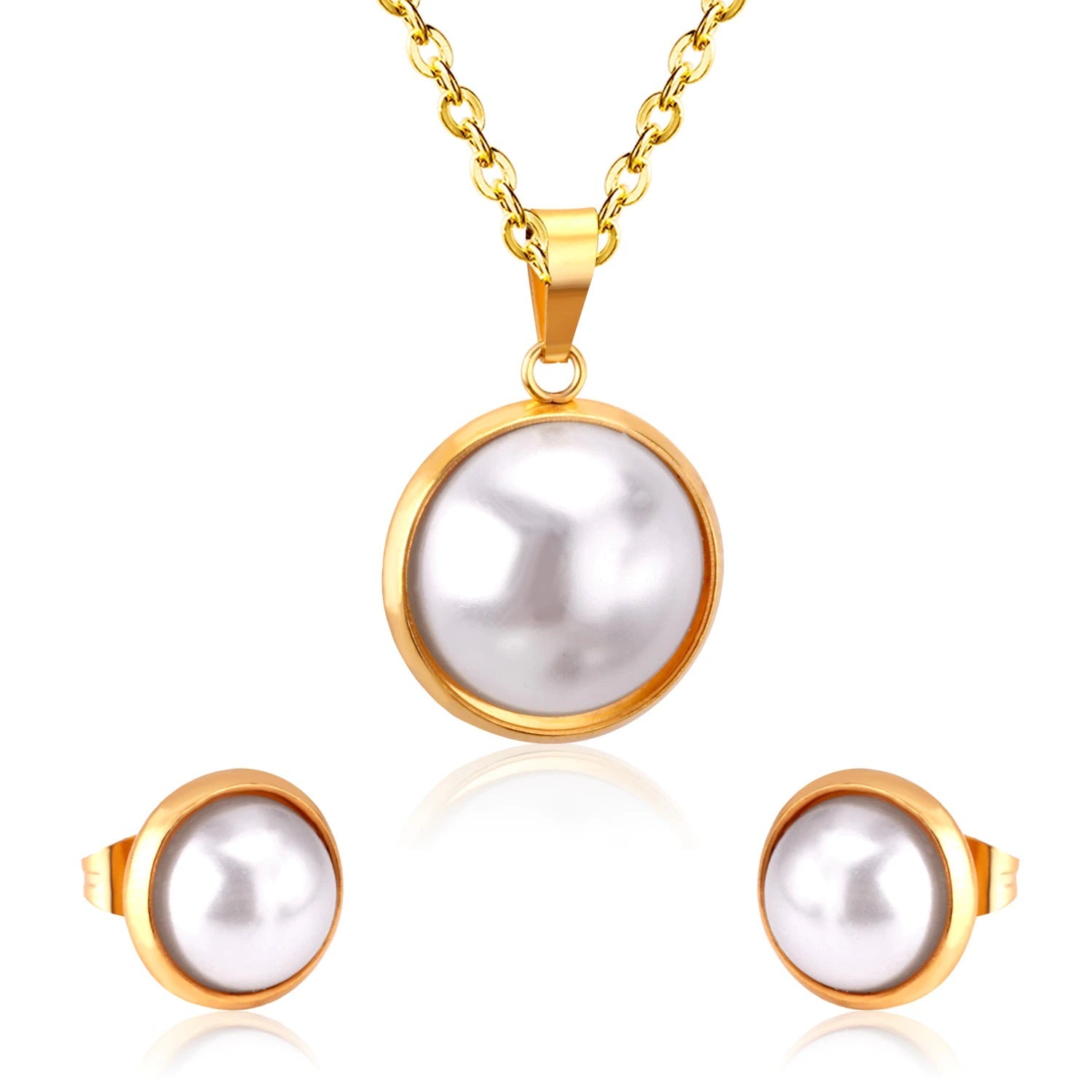 Damen Silber Gold Kette & Perlen Halskette Set | Shop Nory