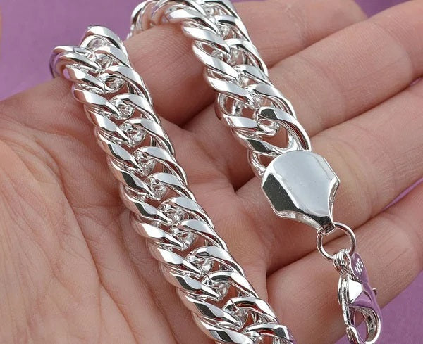 Damen 925 Sterling Silber Solide Geflochtene Kette Dicke Armbänder | Shop Nory