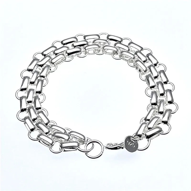 Damen 925 Sterling Silber Verflochtene Kreis Dicke Handkette Damen Armband | Shop Nory