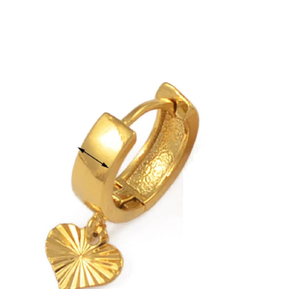Gold Plated Kleine Dicke Creole Hängende Herz Stern Ausgeschnitten Ohrringe | Shop Nory