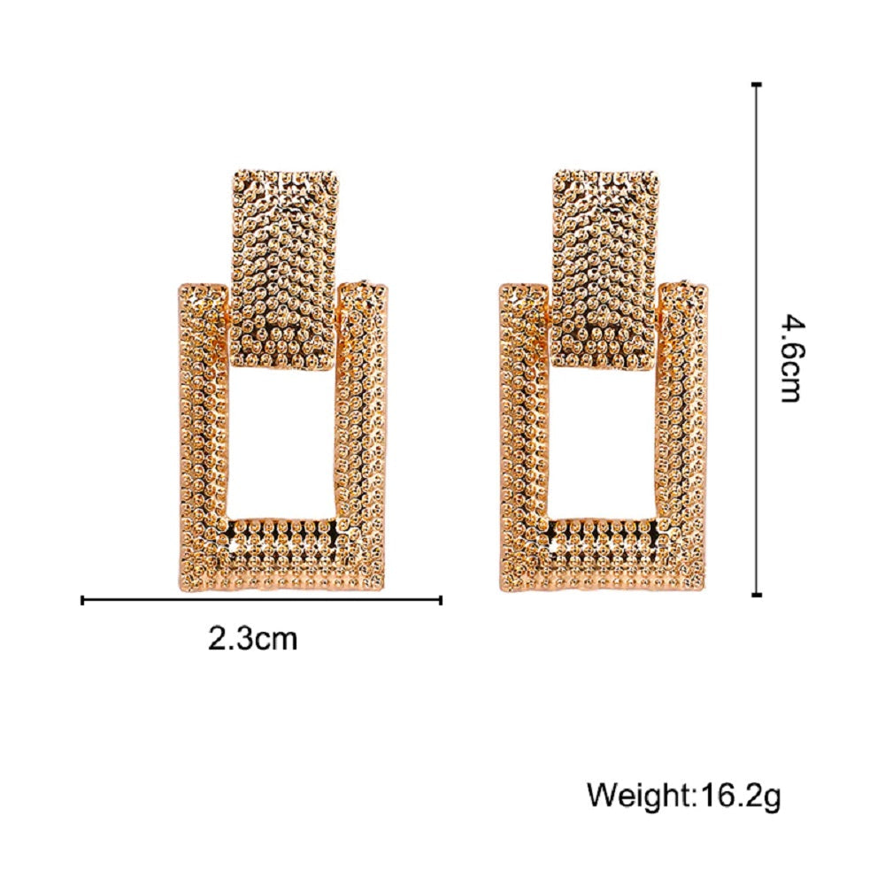 Damen Geometrische Rechteck Aussage Interlock Tropf Ohrringe | Shop Nory