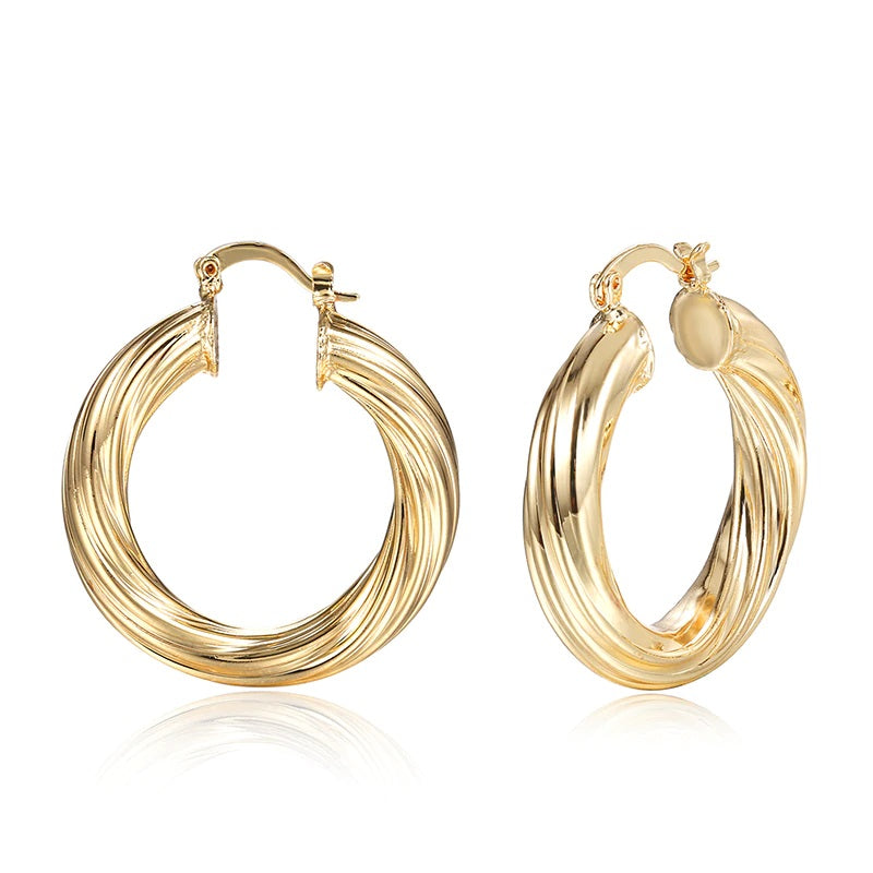 Damen Twirl 18k Vergoldete Mittelgroße Runde Dicke Creolen | Shop Nory