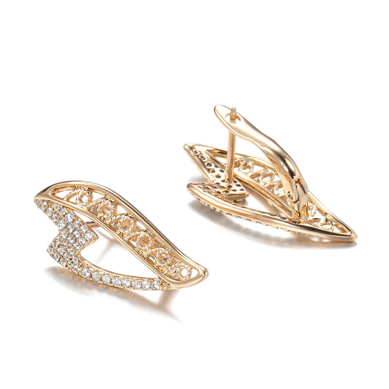 Damen Rose Gold Wavy Natural CZ Kristalle Ohrringe | Shop Nory