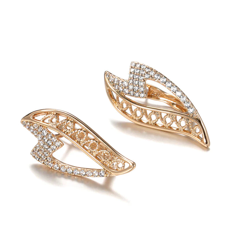 Damen Rose Gold Wavy Natural CZ Kristalle Ohrringe | Shop Nory