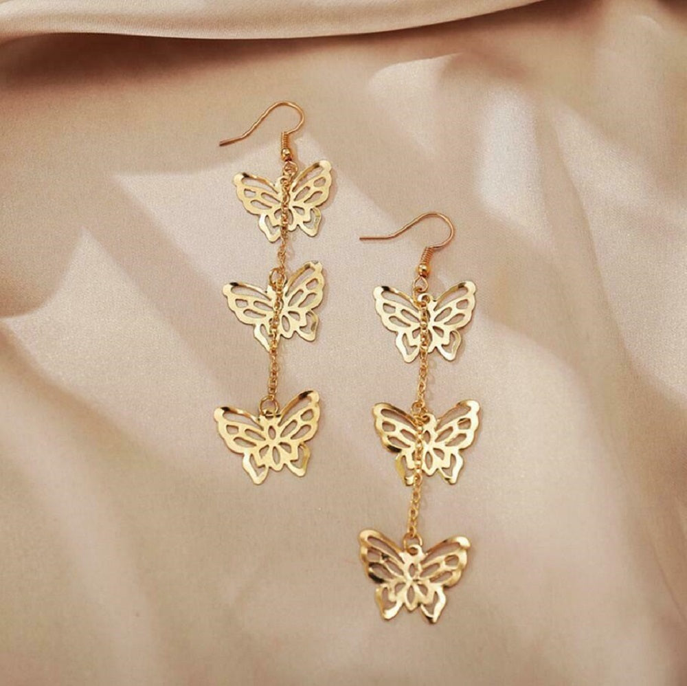 Goldene Schmetterling Geschichtete Haken Ohrringe | Shop Nory