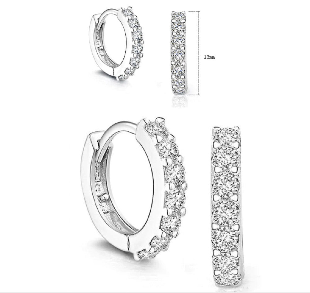 925 Sterlingsilber Kleine Runde Kristallohrringe | Shop Nory