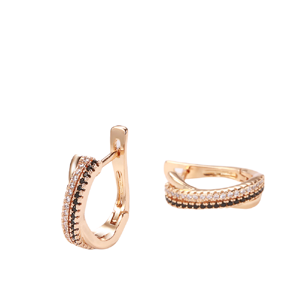 Damen Rose Gold U Form Kristalle Einlage Natürliche Schwarz Weiß Zirkon Clip Ohrringe | Shop Nory